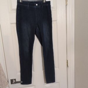✅Uniqlo Woman Skinny Jeans Leggings Jeggings Dark Denim Stretchy Pull Up Pants